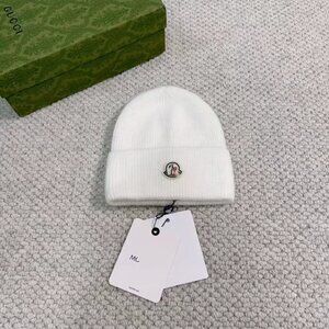 Moncler White Knit Beanie